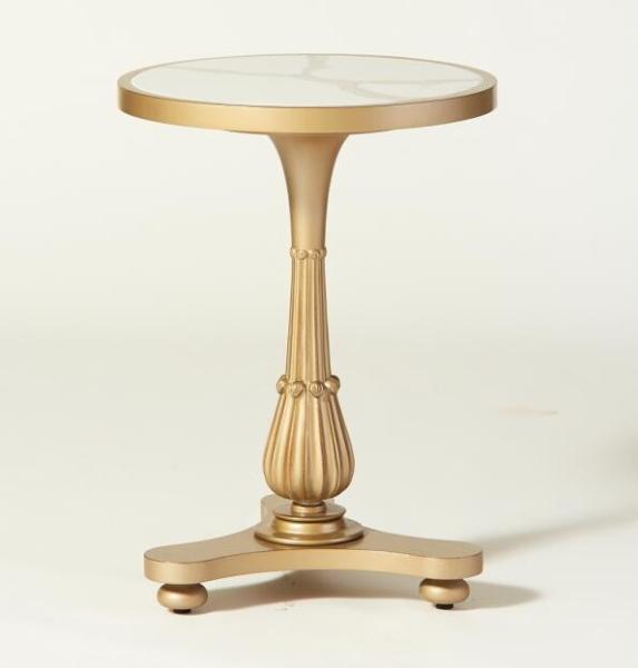 Stone top antique gold finish wooden side table/coffee table/end table for hotel