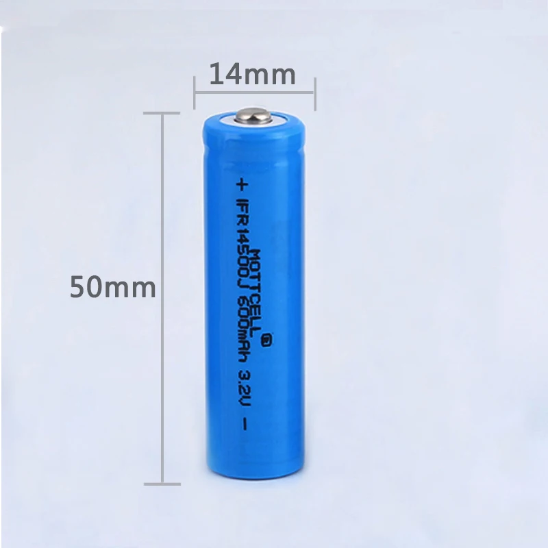 Lifepo4 Cell IFR14500 3.2v 500mAh 600mah Lithium Rechargeable Battery For Solar Light