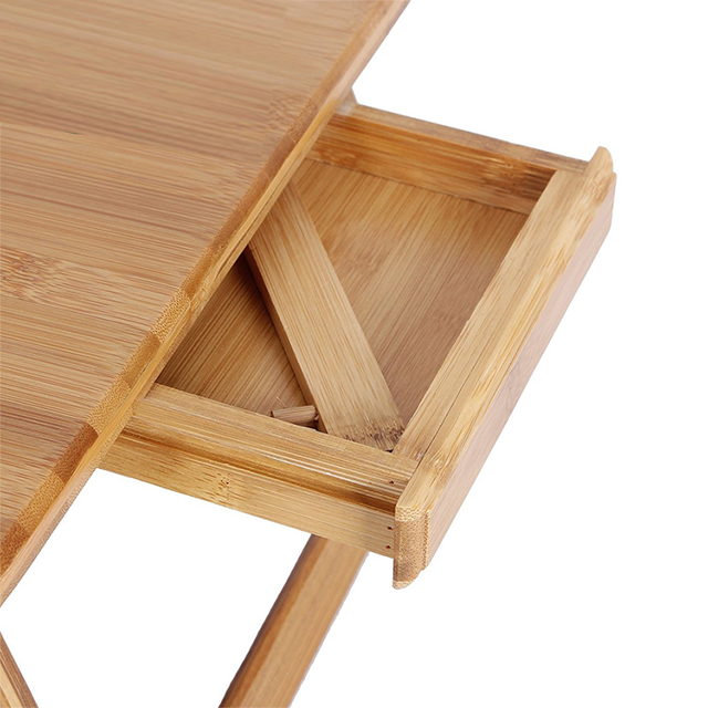 Folding Adjustable Bamboo Laptop Stand Desk Sustainable Wood Custom