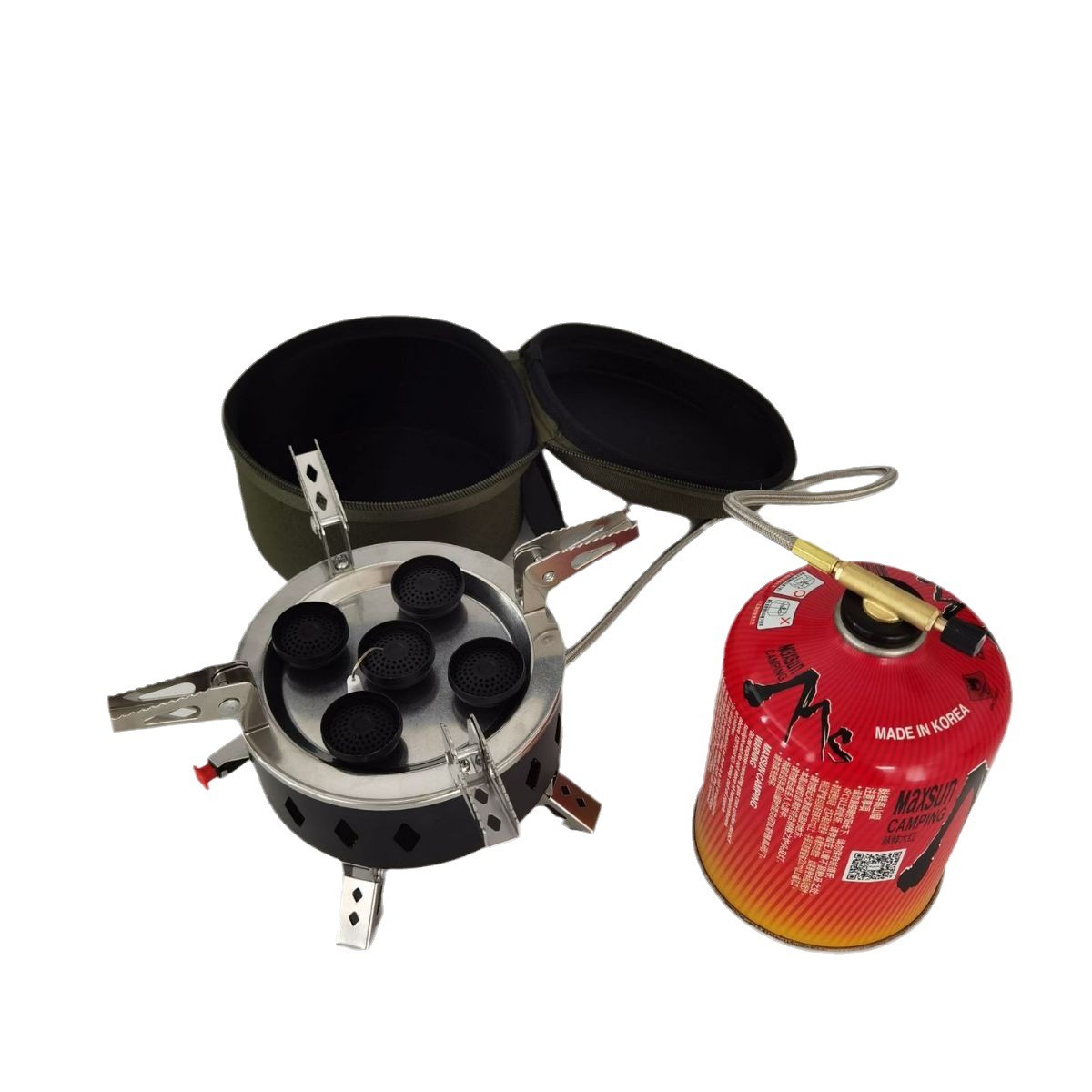 Outdoor BBQ Gas Stove with Three Spray Head Mini Portable Folding Camping Burner