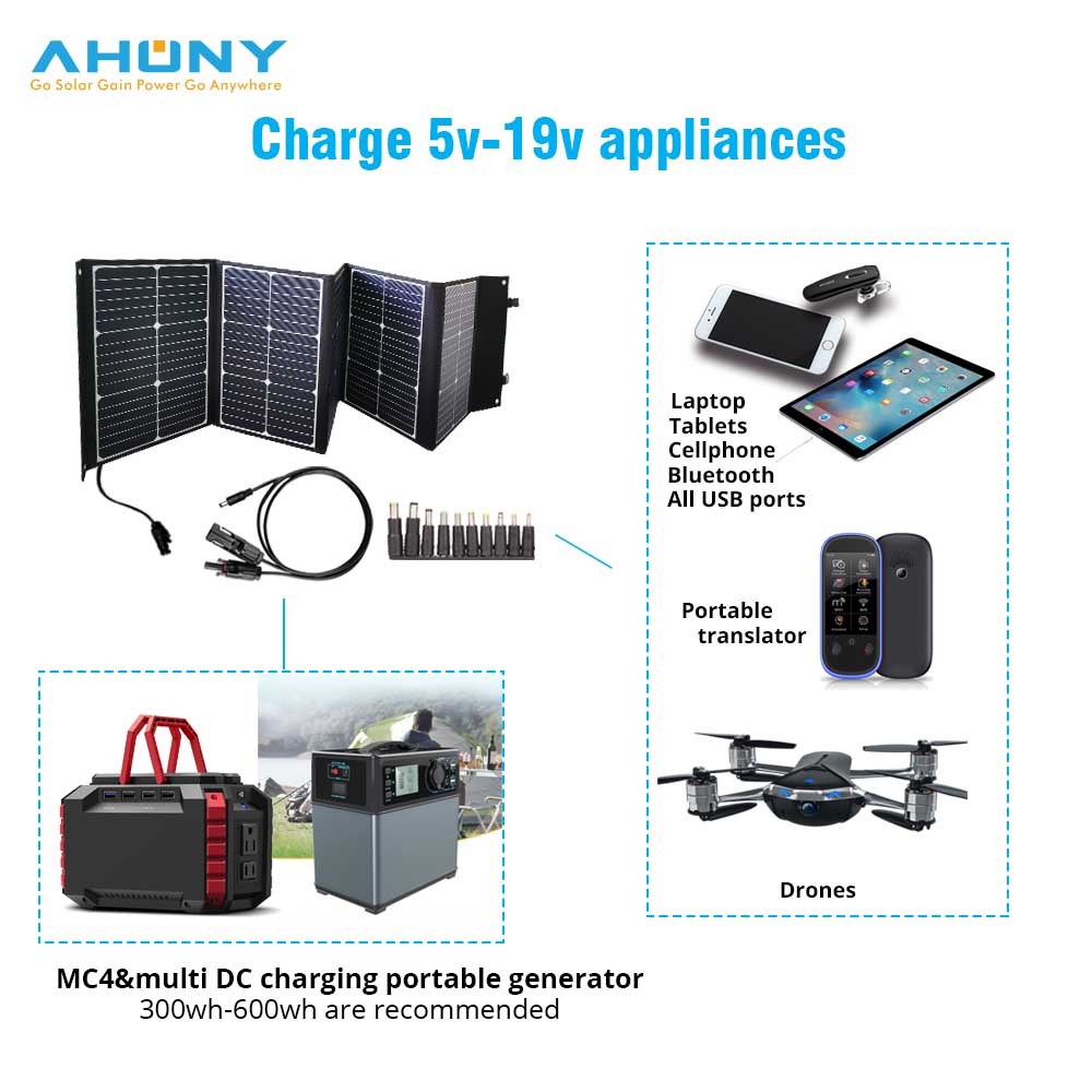 100w Dual Usb Folding Solar Blanket 12V Foldable Solar Power Charger For Generator
