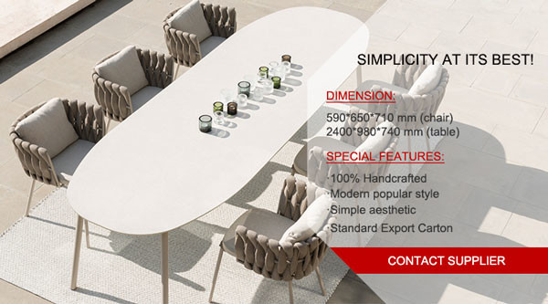 Rattan Outdoor Wicker Dining Chairs With Arms Waterproof Patio Rope Woven 200cm