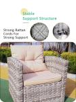 Rectangular Aluminum Frame Rattan Outdoor Sofa Chair Coffee Table Set UV Weather