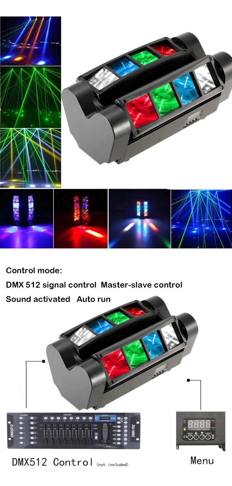 Mini Spider 8*3w Rgbw Led Club Light Dmx 512 Moving Head Wash Light Bar Disco Dj