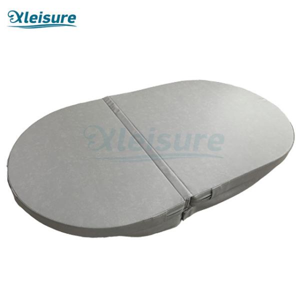 Light Grey Oval Spa Insulation Cover Vinyl Hot Tub And Spa Covers For Wood Spa