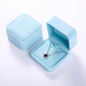 Wholesale 2.8X3.3X1.4in 0.8gram Jewelry Paper Packaging Recycled Blue Carton Velvet Jewelry Boxes from china suppliers