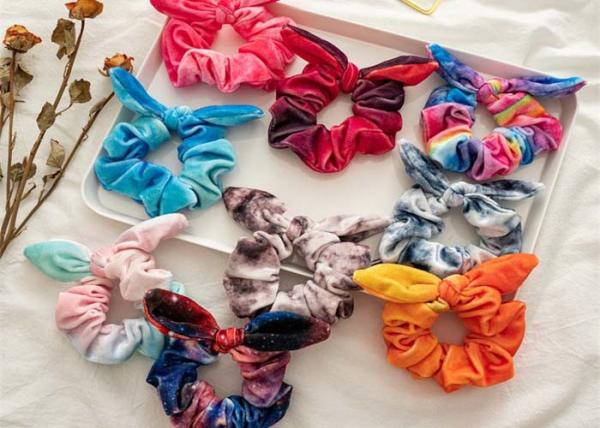 Winter star tie dye fabric rabbit ears scrunchies cross border headdress lady