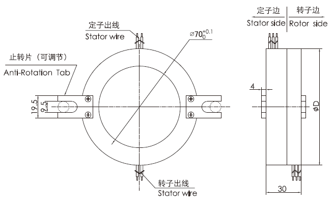 k270 series K270 Pancake Slip Ring slip ring Drawing 