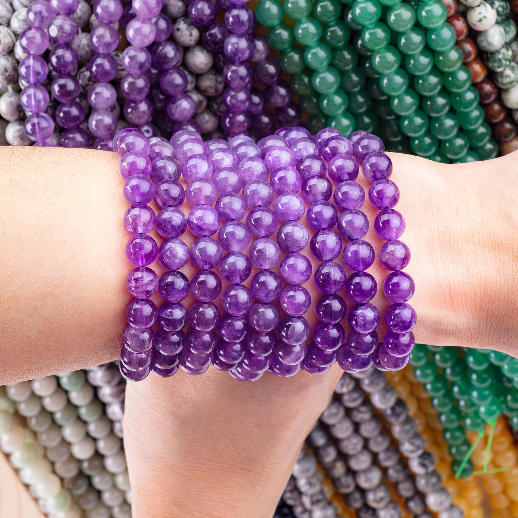 Round Semi Precious Purple Stone 6mm Amethyst Gemstone Beads
