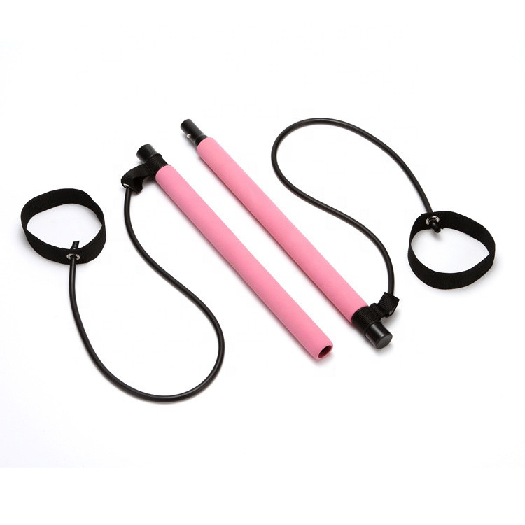 Portable Yoga Exercise Total Body Workout Trainer Toning bar Pilates stick Bar with Foot Loop