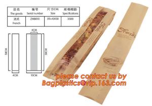 Wholesale Clear Window bleached kraft paper bag bread bag, paper kraft bag, French Baguette bread paper bag, Long Size Toast Bags, from china suppliers