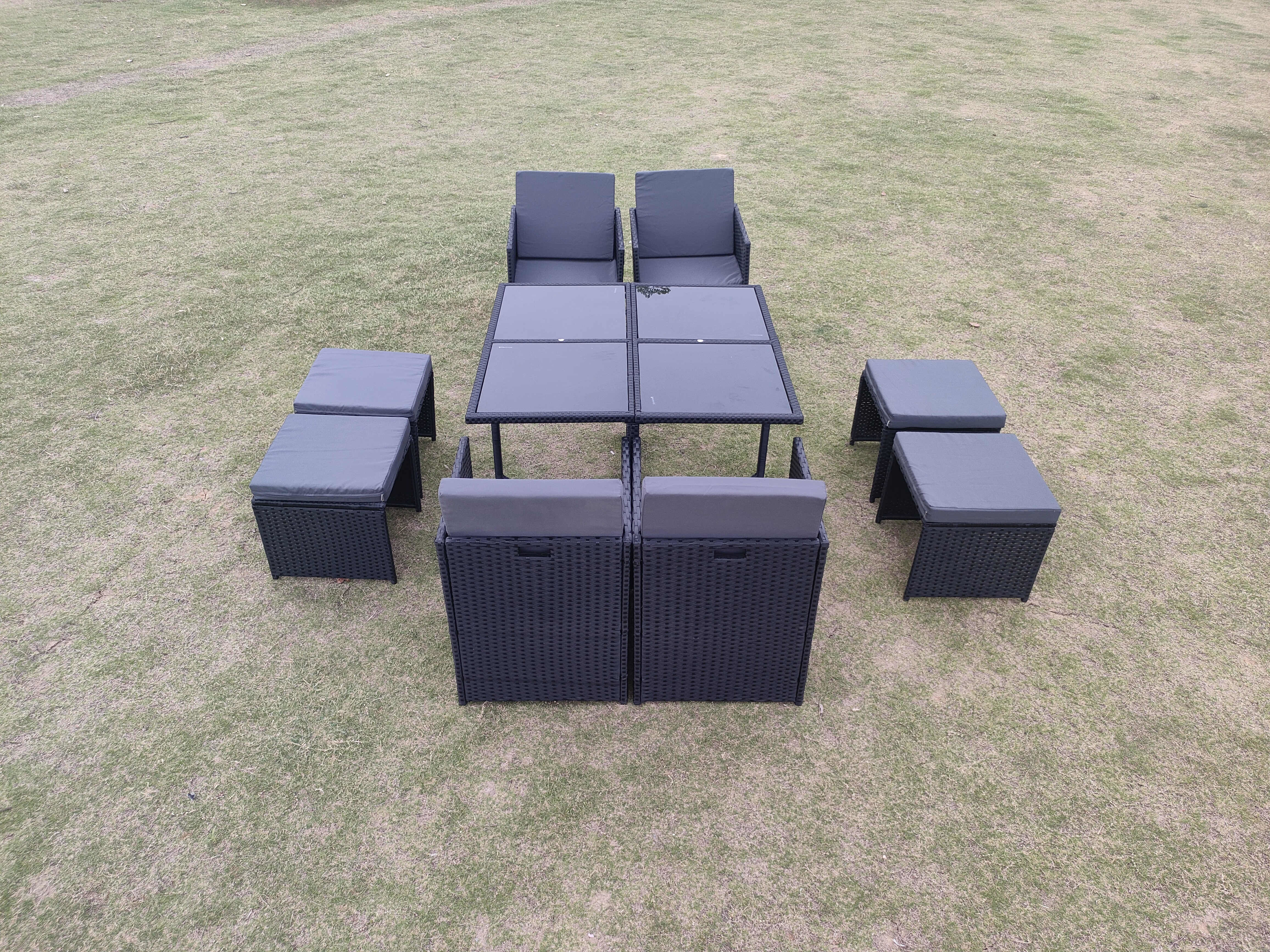 Waterproof Rattan Coffee Table Chair Sets For Outdoor Dining And Relaxing Table Chair Ottoman Sets Wholasale Factory