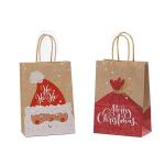 Christmas Paper Gift Bags Reusable Kraft Paper Shopping Bags Logo Printed