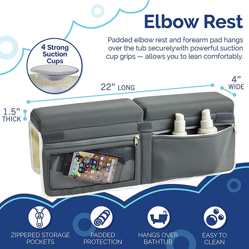 Non - Slip Bath Kneeler And Elbow Rest With Soap / Shampoo Storage Pouches