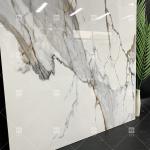 House Glossy White Golden Marble Tile Vitrified Interior Walls Gold Vein Ceramic