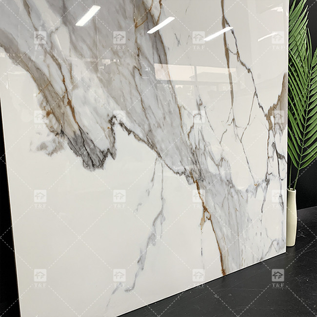 House Glossy White Golden Marble Tile Vitrified Interior Walls Gold Vein Ceramic Carara Floor Marble Tile