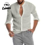 Casual Men Shirts Apparel Cotton Single Breasted Long Sleeve Print Shirts