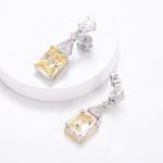 Yellow CZ Drop Earrings White Gold Plated 925 Cubic Zirconia Drop Earrings