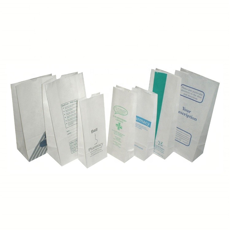 Biodegradable White Green Medical Pharmacy Paper Bag For Air Travel Vomit
