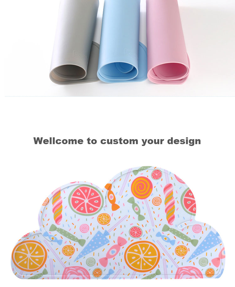 Anti Overflow Washable Reusable Silicone Food Placemat Baby Thick Silicone Placemats
