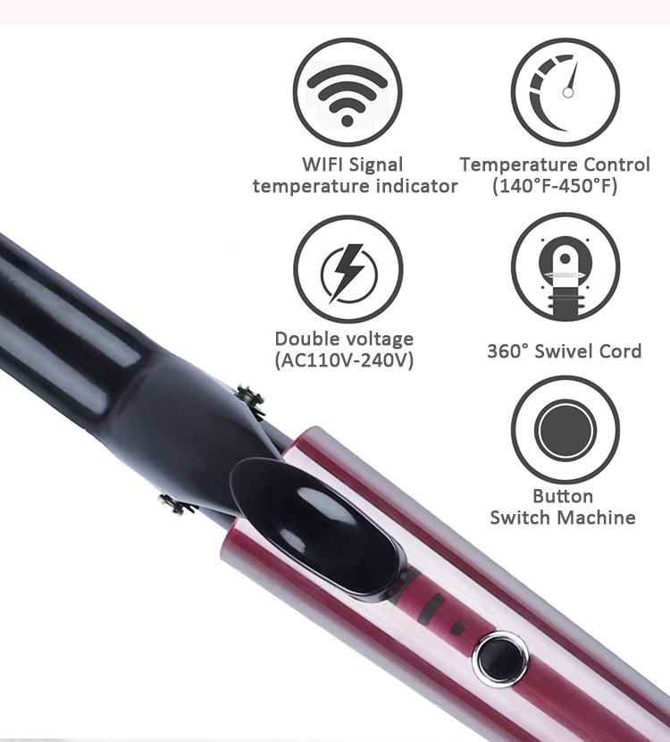 Magic rotating Ceramic Hair Curler with LED Indication Display