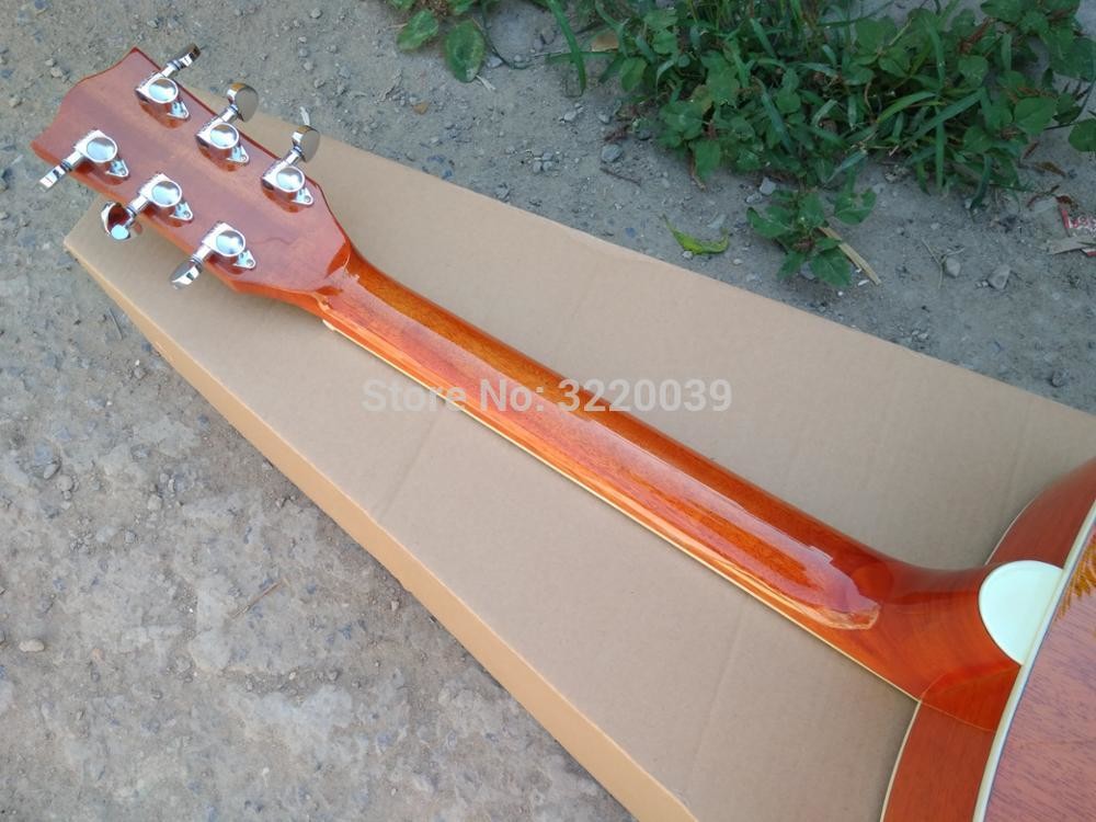 Top Quality 41 inch Orange color G Hummingbird classic acoustic guitar,Factory Custom Solid Spruce top guitar