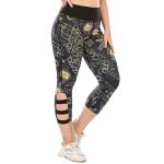 Oversized Printed Hollow Out Yoga Pants Women Breathable Gym Leggings