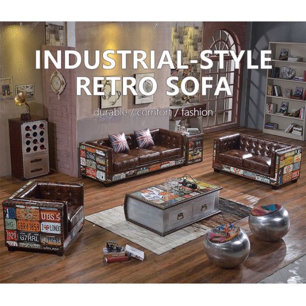 Nidea #8905 Luxury Sofa Vintage Industrial Retro Aviator Sofa Bar Pub Club Studio Motorcycle Tuning Lounge Furniture