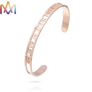 Wholesale Inspirational Fadeless Letter Hollow Carved Bracelet from china suppliers
