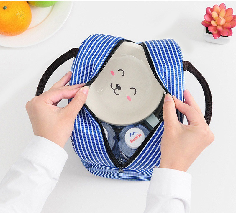Large Capacity Multicolor Striped Bento Lunch Bag