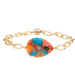 Wholesale Shine Turqupise Beads Gold Chain Bracelet from china suppliers
