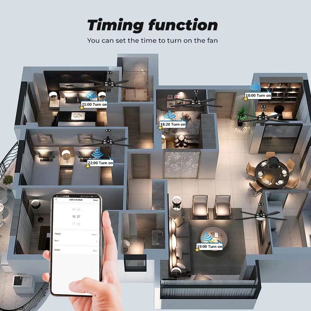 Glomarket Tuya Smart Wifi Fan Switch US Standard Touch Wall Glass Panel
