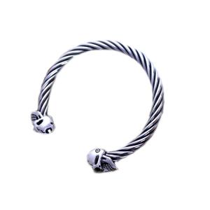 Wholesale Sterling Silver Cable Cuff Bracelet with Skull Vintage Jewelry (B6041204) from china suppliers