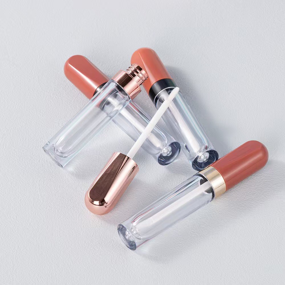 Plastic round 4.5ml lip glaze tube electroplating ring color can be customized