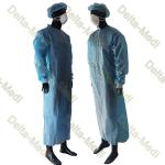 Sterile AAMI Level 3 Surgical Gown PP Coated PE 2 Belts Velcro On Kintted Cuff