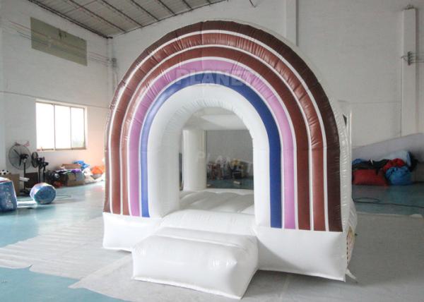 Outdoor Home Backyard Pastel Color Bounce Castle Inflatable Rainbow Bouncer