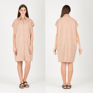 Wholesale Summer women's fashion oversized cotton shirt dress in beige from china suppliers