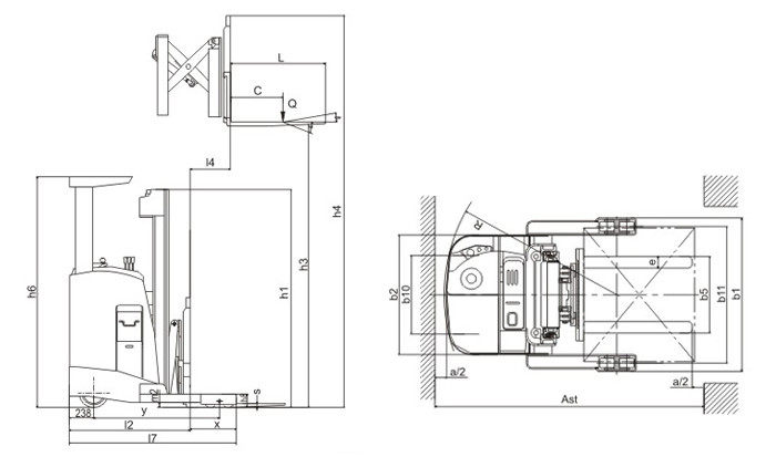 Electric Reach Narrow Aisle Truck AC Motor With Stepless Speed Control
