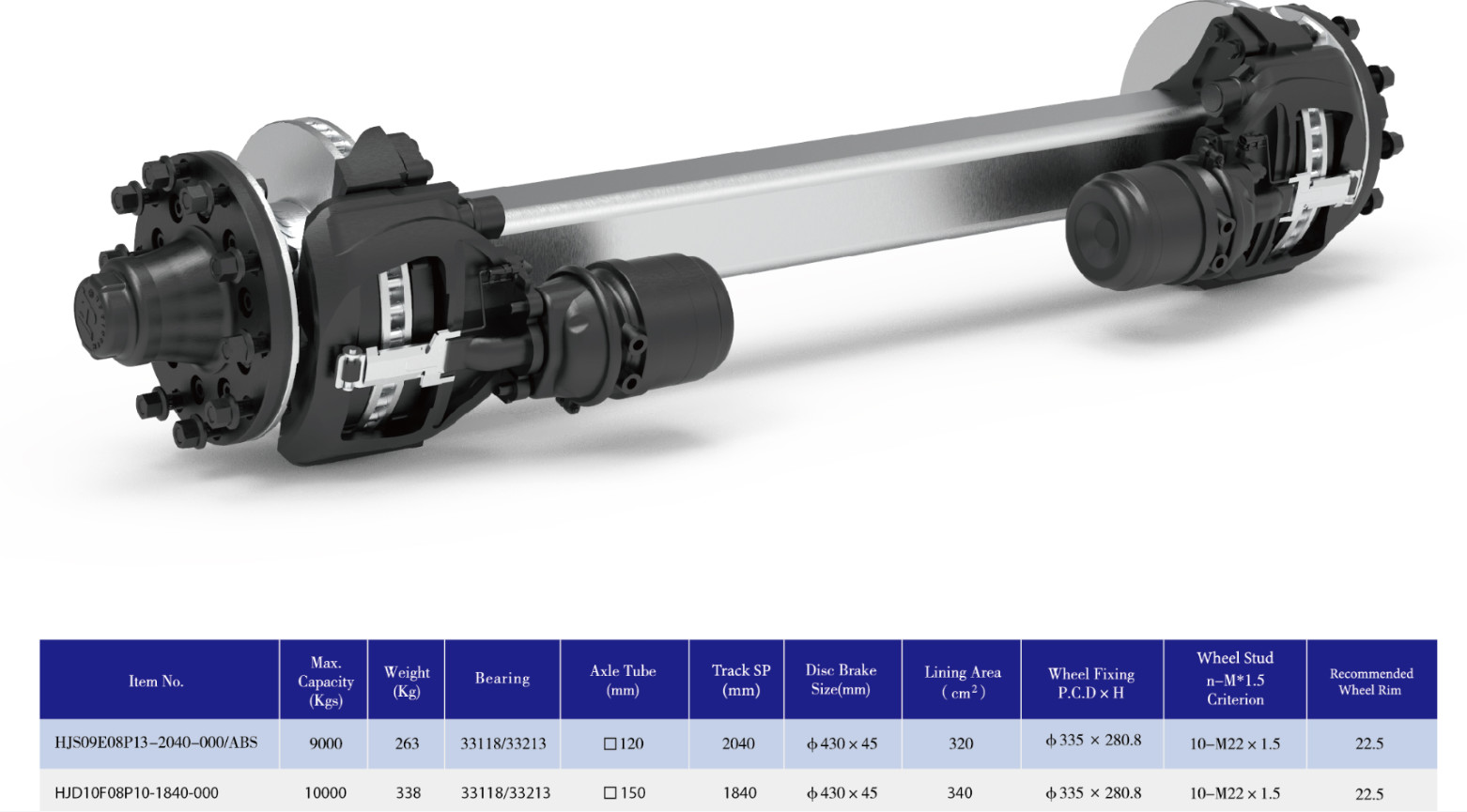 Air Ride Amercian Series Trailer Axle Disc Series Tube Thickness 10-18mm