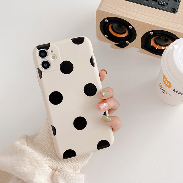Iphone 12 Shockproof Phone Case Liquid Silicone Polka Dot Patterns Anti-Knock