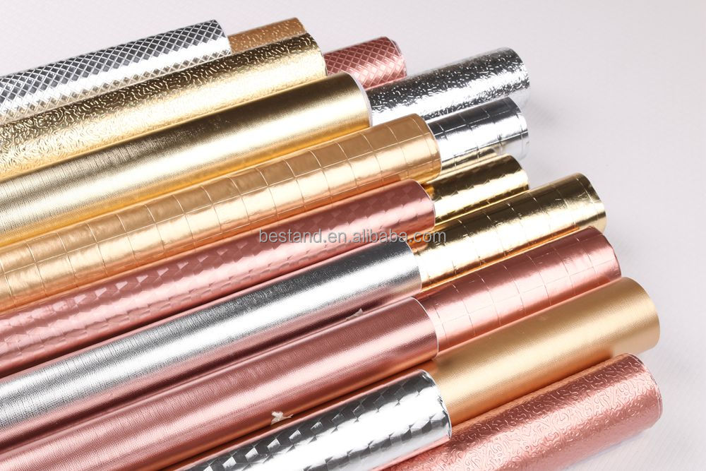 Contemporary Gold Metallic Wallpaper 200cm Self Adhesive Gold Foil Wallpaper