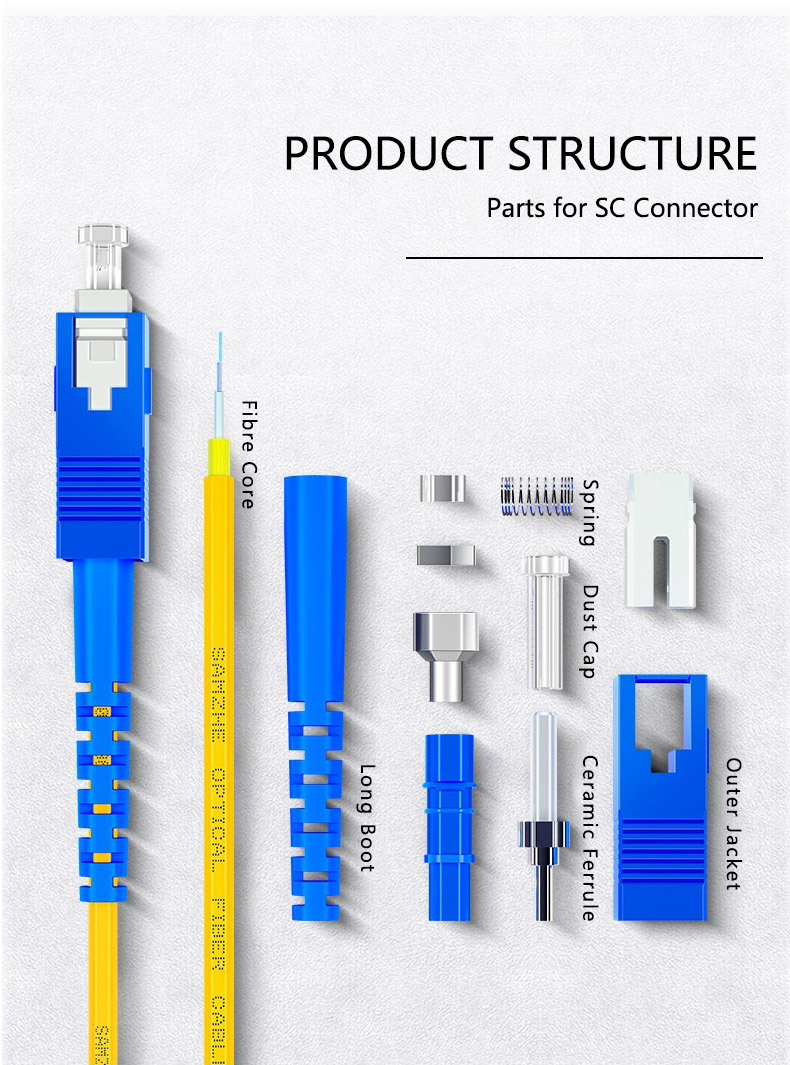 HXCOWO Single Mode 9/125 OS2 FC To ST Simplex OFNR 2.0mm Armored Fiber Optic Cable Patch