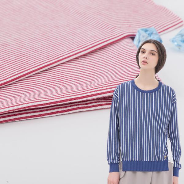 40S Striped Knit Fabric Double Yarn Soft Textured 200gsm Pure Cotton For