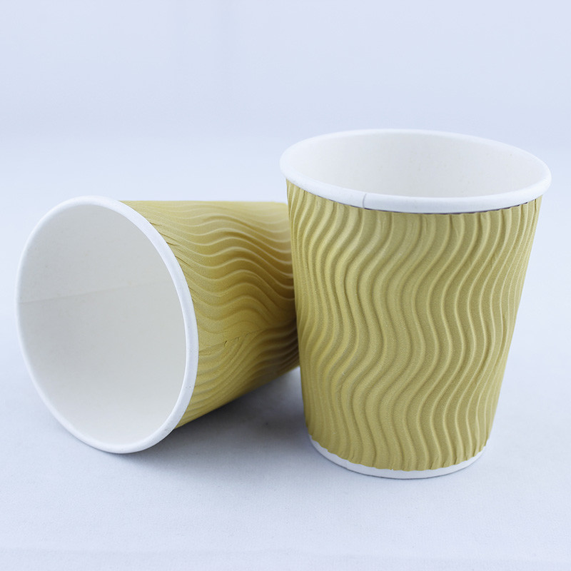 Double Wall Disposable Ripple Coffee Cups With Lids Biodegradable