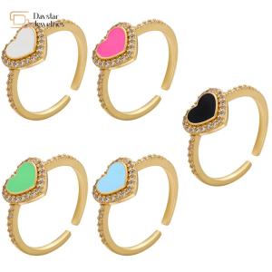 Wholesale 18k Gold Plated Dripping Oil Rings Adjustable Enamel Heart For Women from china suppliers