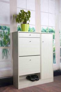 Wholesale Apartment Slim Shoe Storage Cabinet , 3 Removable Shelves Wooden Shoe Rack With Doors from china suppliers