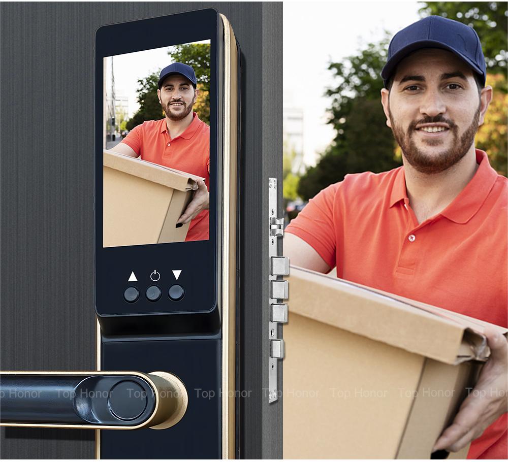 Electronic Front Door Locks with Tuya WiFi Remote Entry Punch Code Keyless Finger Scanner