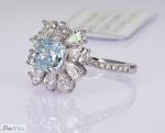 3.284ct Cushion Cut Sky Blue CVD Synthetic Diamond Rings Luxury 18K White Gold