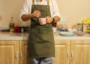 Wholesale 16oz Polyester Cotton Army Green Custom Barista Aprons from china suppliers
