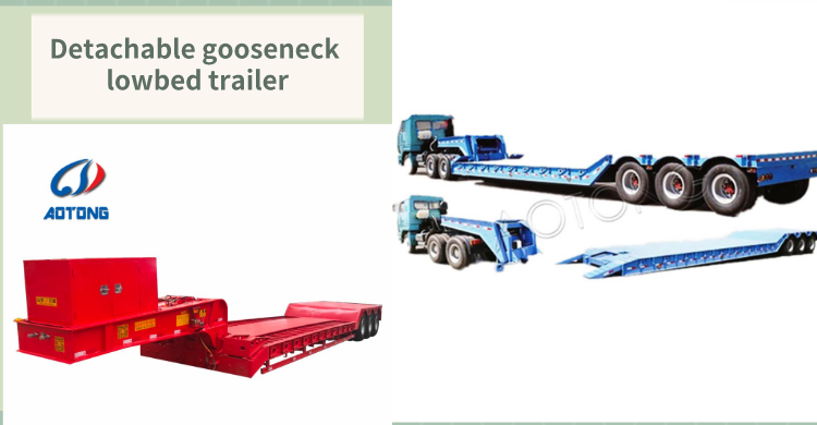 3 Axle Front Load Low Bed Trailer with Hydraulic Detachable Gooseneck and ABS Optional
